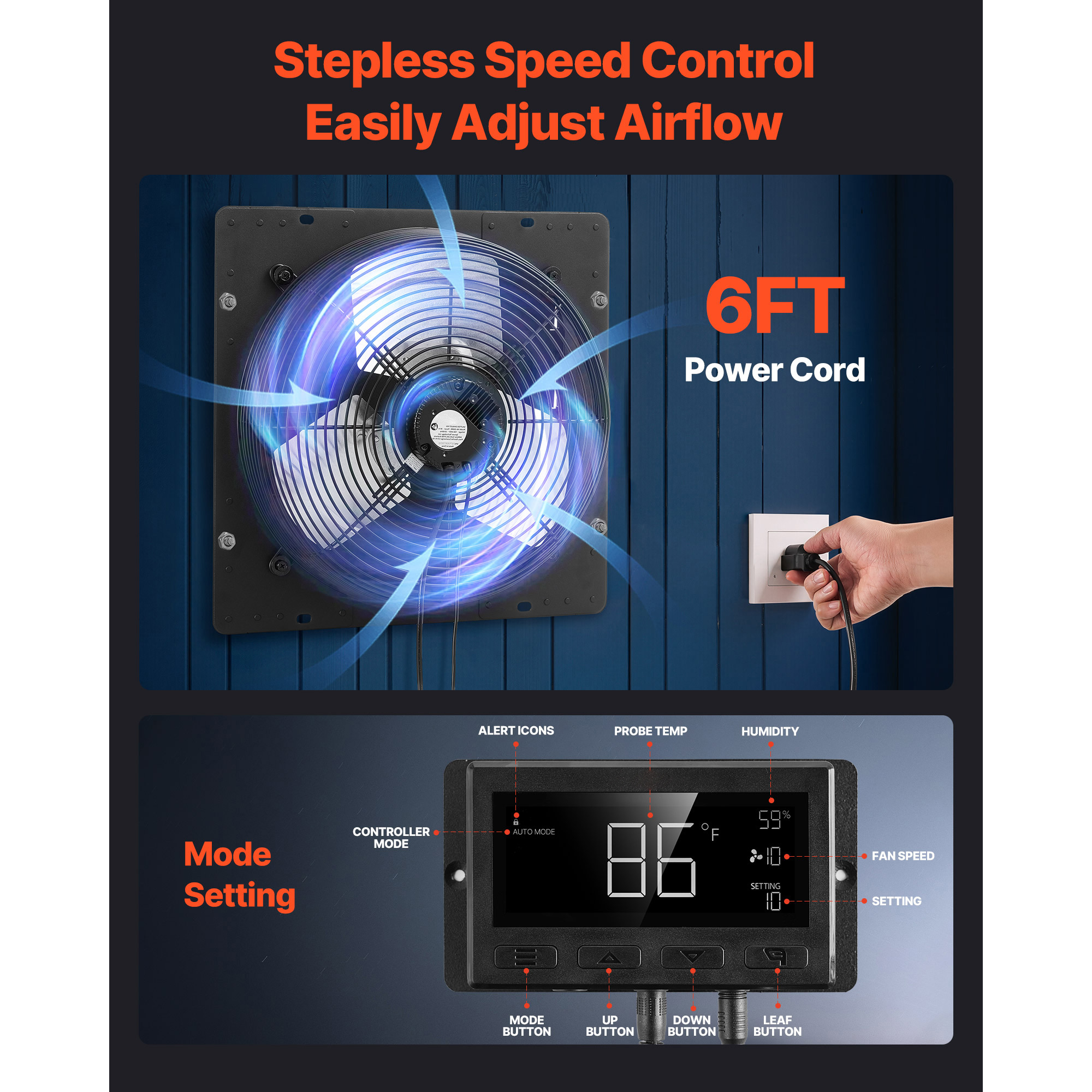 Shutter Exhaust Fan Wall Mounted With Smart Speed And Temperature_voghion.com